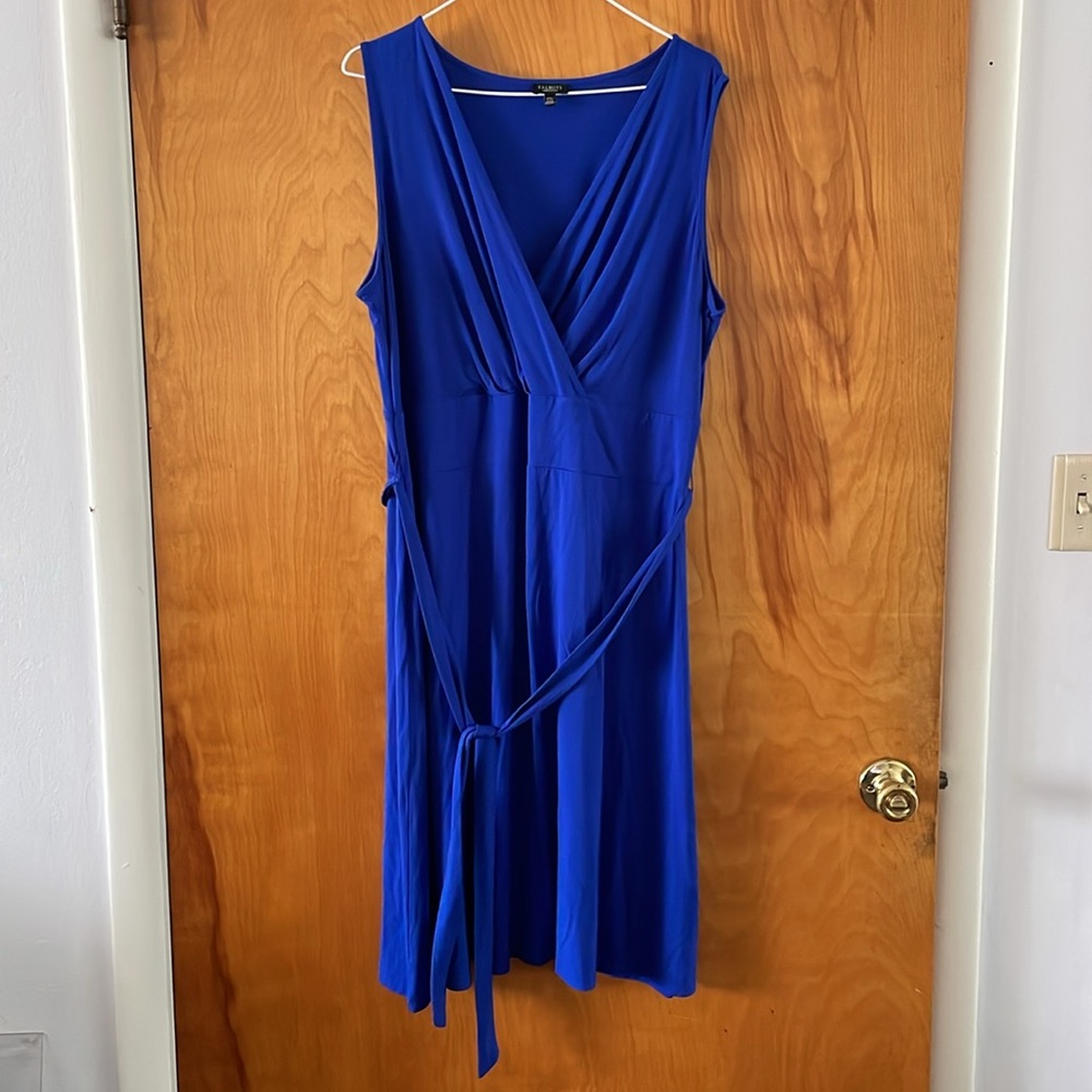 Talbots Blue Pleated Midi Sundress V-neck Sleeveless
